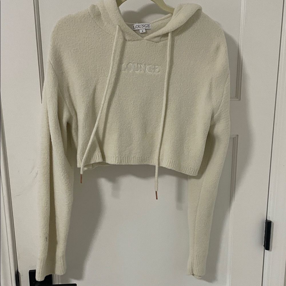 Lounge Cream Cropped Hoodie